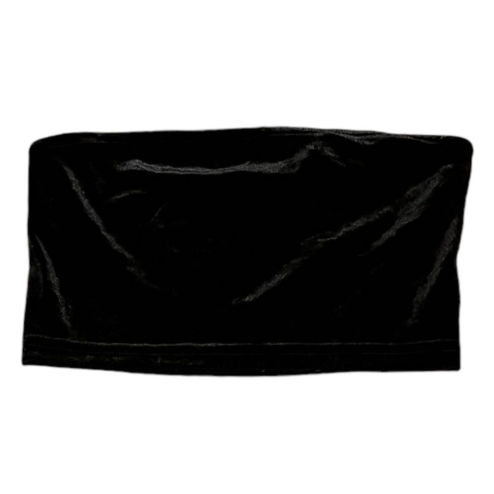 Kaylee Kollection Black Velour Strapless Crop Top, Size S, NWT